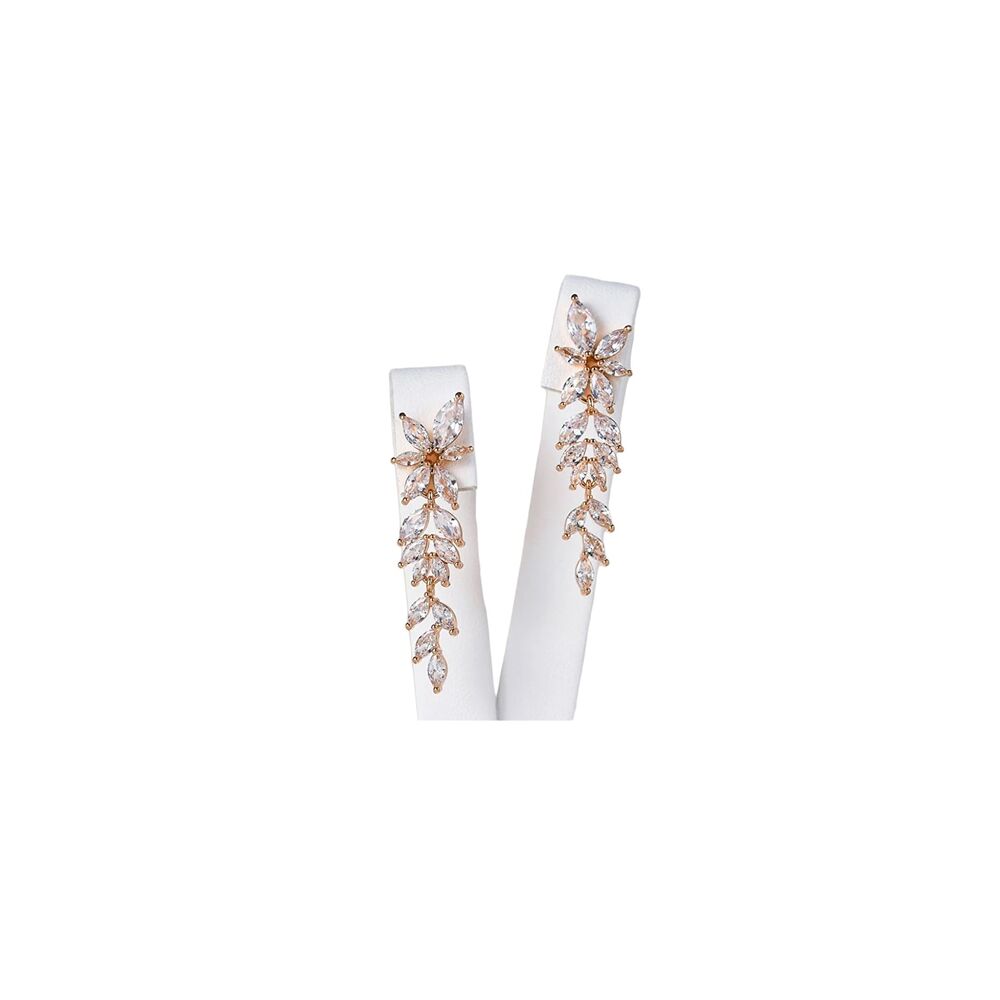 Marquise Dangle Drop Crystal Chandelier Earrings Rose Gold Cubic Zirconia